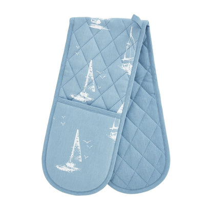 Catherine Lansfield Salcombe Boats Blue Oven Glove - Double