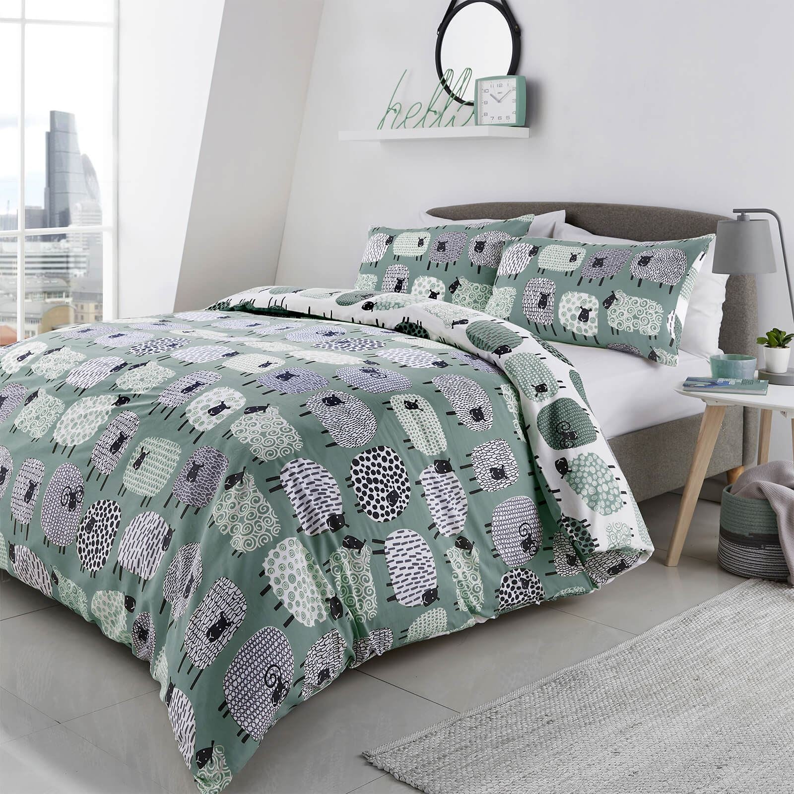 Dotty Sheep Duck Egg Duvet Set