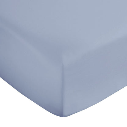 Bianca 400 Thread Count Cotton Sateen Blue Fitted Sheet
