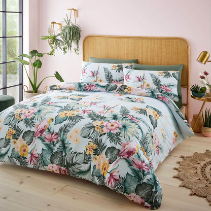 Tropical Floral Blue Duvet Set