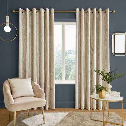 Geo Cut Champagne Gold Eyelet Curtains