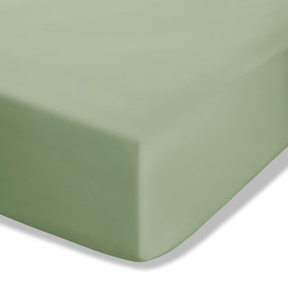 Easy Iron Percale Sage Green Fitted Sheet