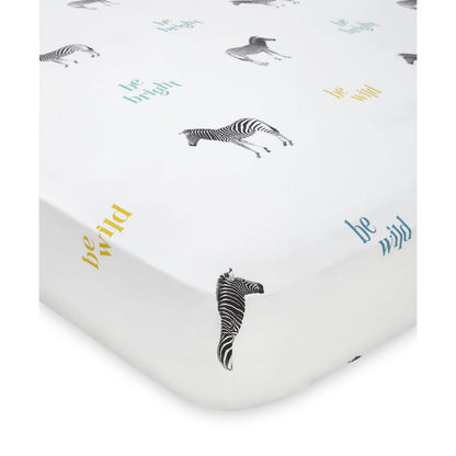 Stay Wild Zebra Blue Fitted Sheet