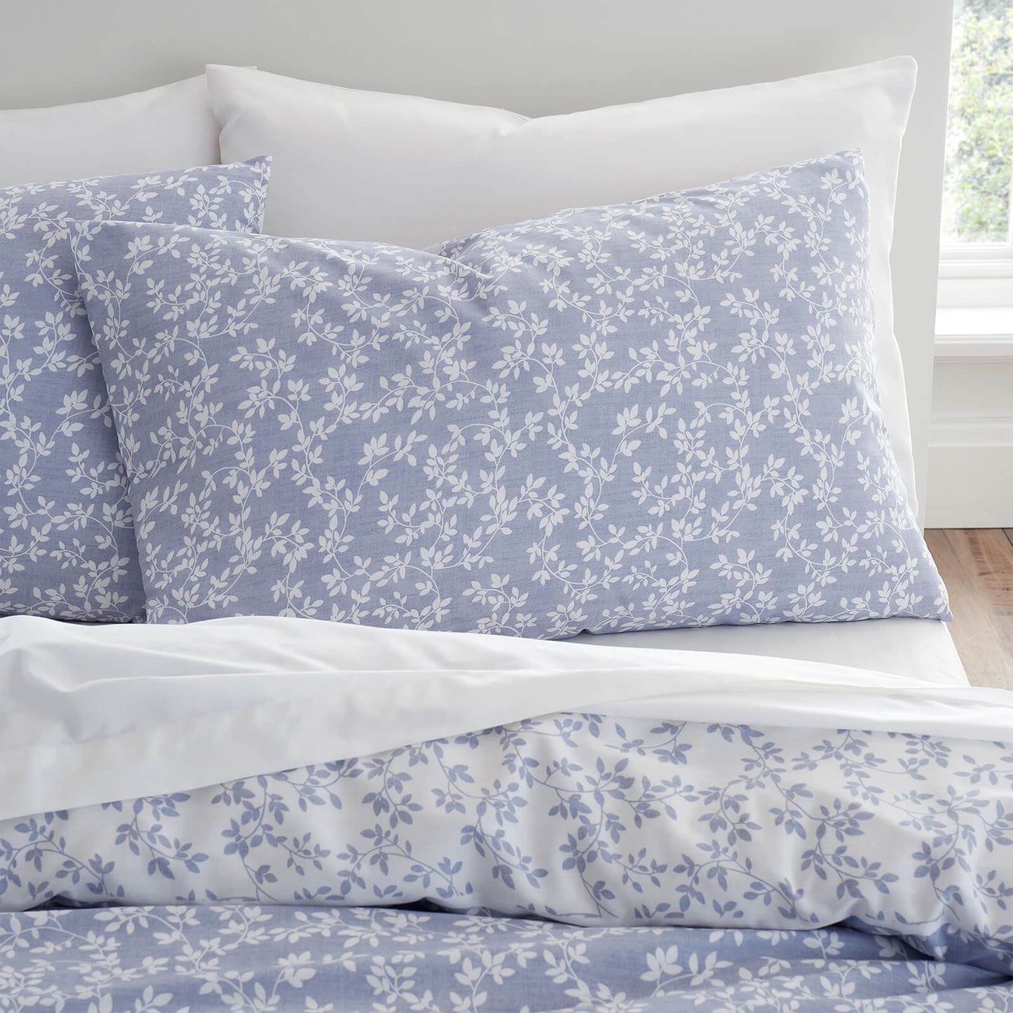 Shadow Leaves French Blue Duvet Cover Set