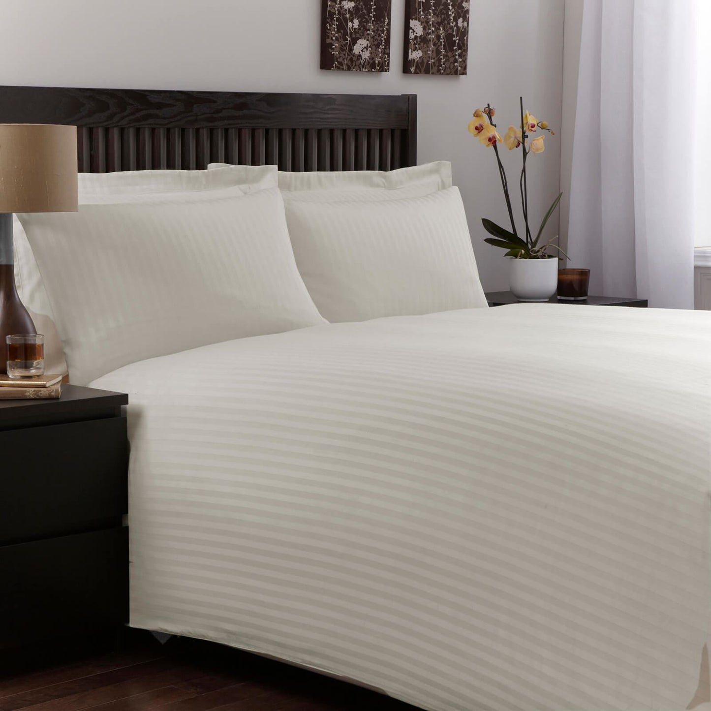 Ivory Satin Stripe Duvet Set