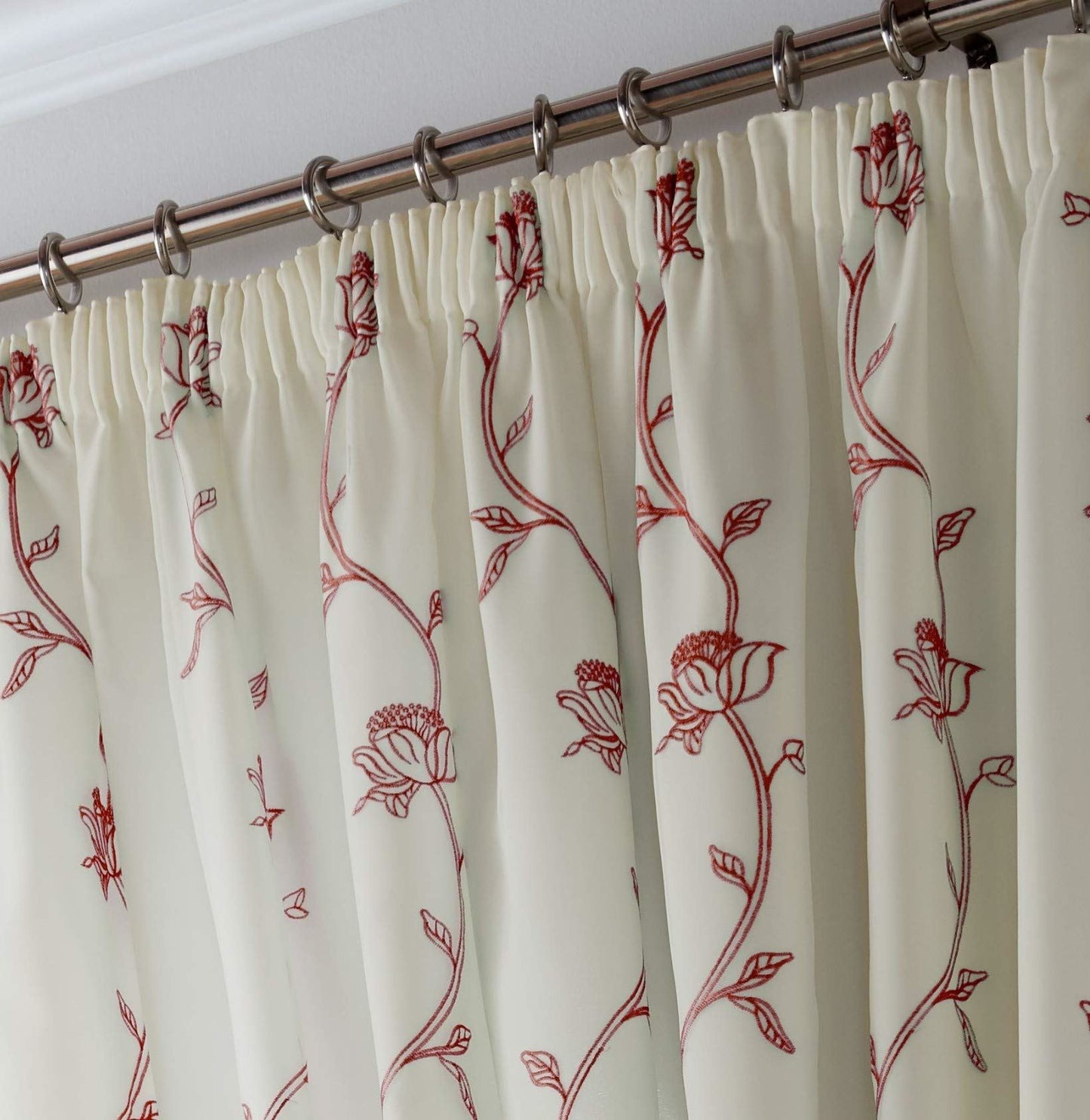 Exeter Red Pencil Pleat Curtains