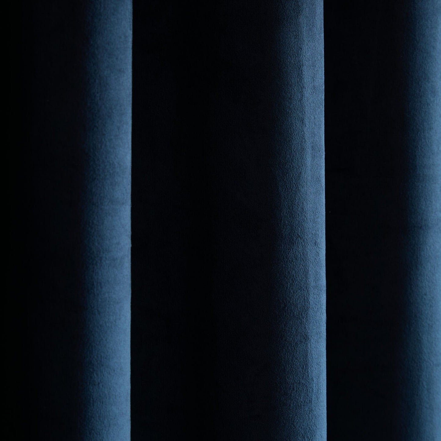 Catherine Lansfield Super Blackout Matt Velour Eyelet Curtains Two Panels Navy Blue