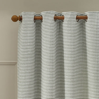 Catherine Lansfield Stab Stitch Sage Green Curtains Two Panels