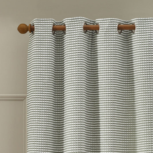 Catherine Lansfield Stab Stitch Sage Green Curtains Two Panels