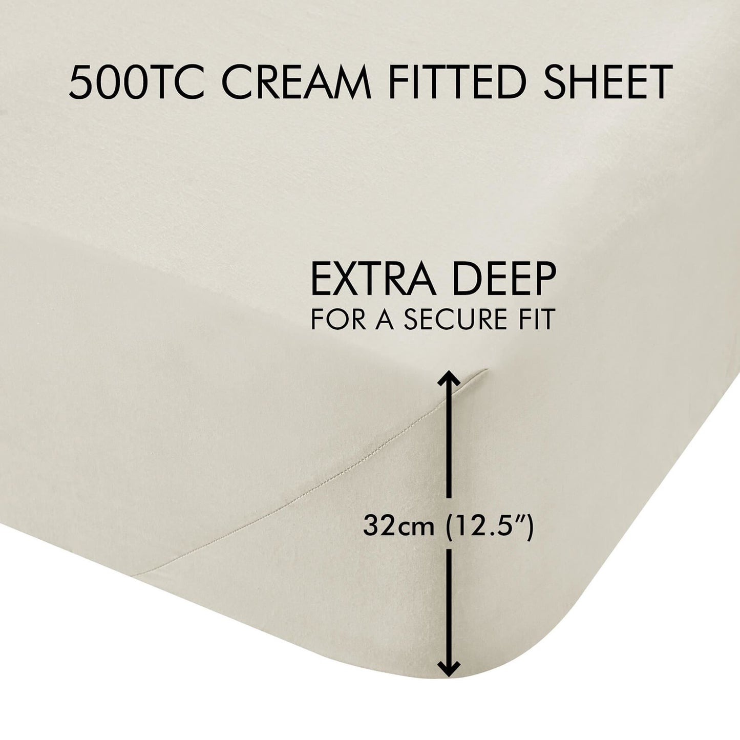 500TC Cream Fitted Sheet