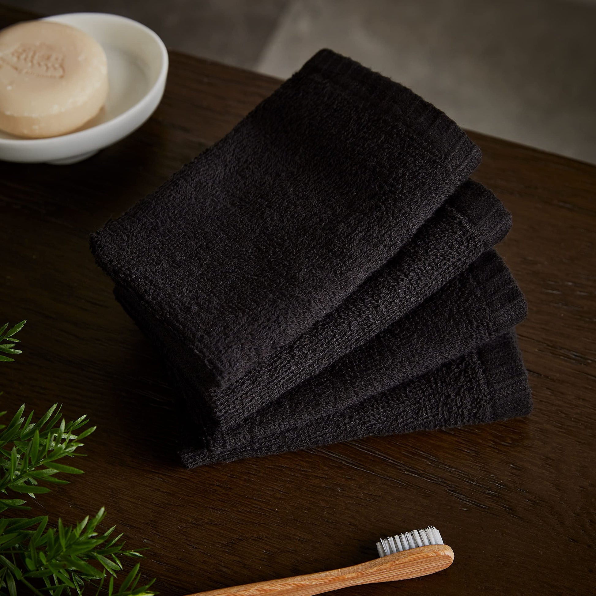 Quick Dry Black Face Cloth 4 Pack