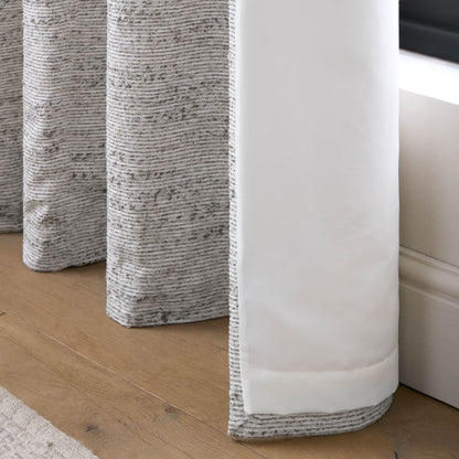 Catherine Lansfield Chunky Boucle Lined Eyelet Curtains Two Panels Cream