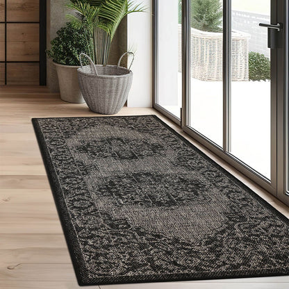 Flatweave Gel Medallion Black Rug