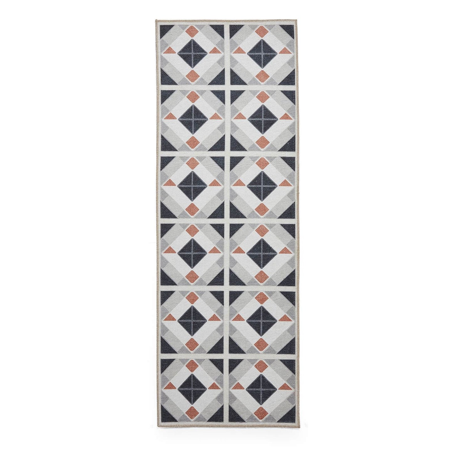 Victoria H1190 Grey/Orange Washable Rug