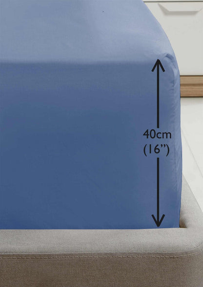 SND Percale 16" Blue Fitted Sheet