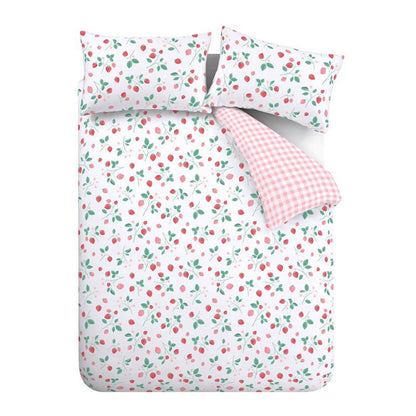 Strawberry Garden White/ Red Duvet Cover Set