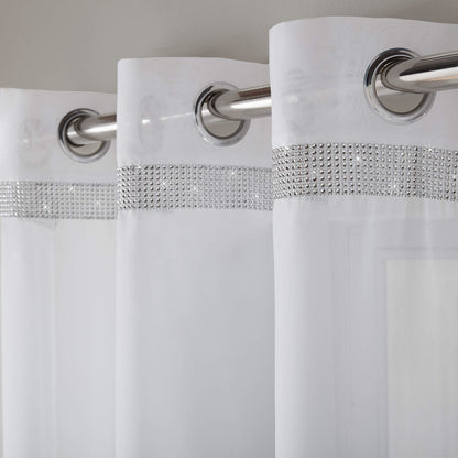 Glitter White Ring Top Curtain Panel