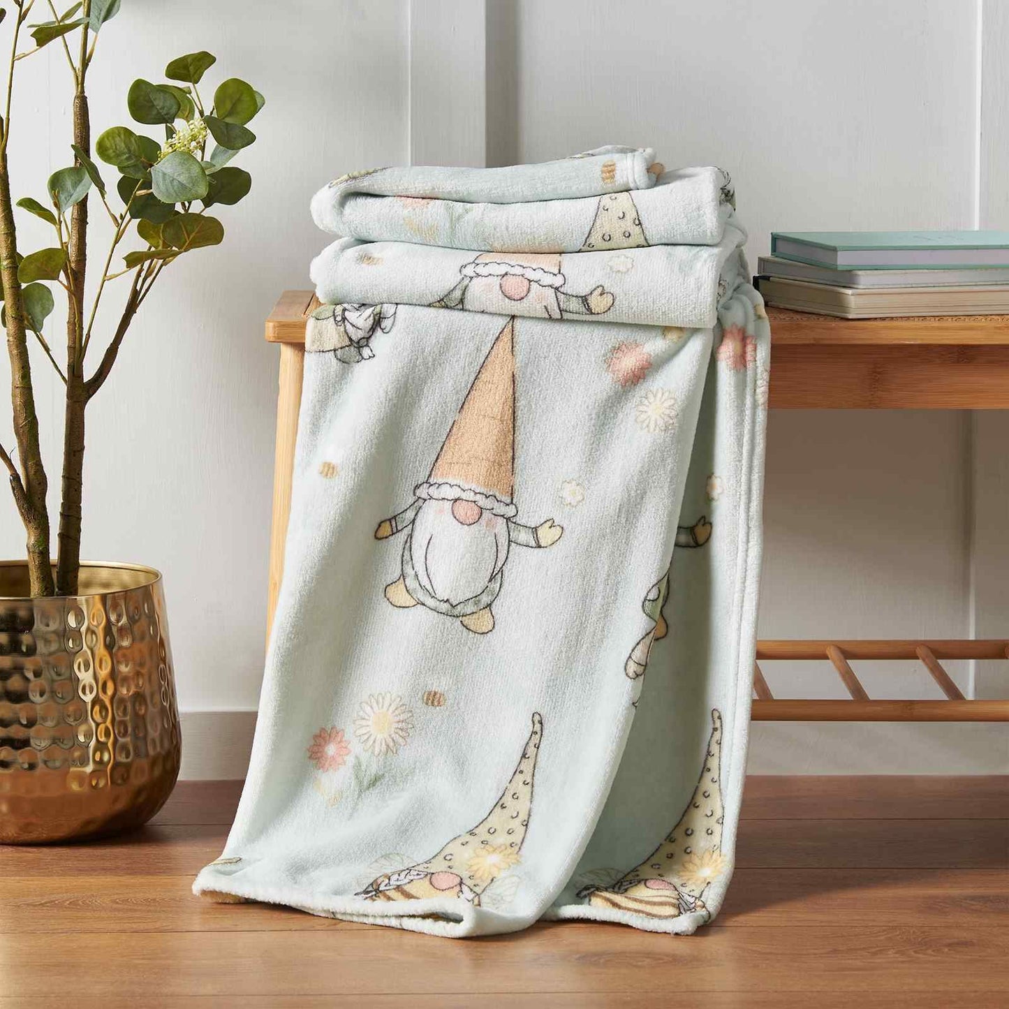 Spring Gonks Mint Green Blanket Throw