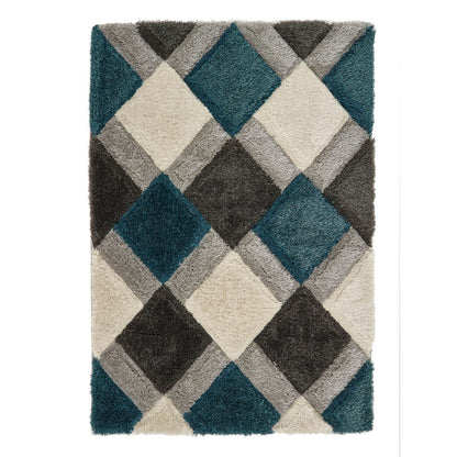 3D Geo Shaggy Teal Modern Rugs