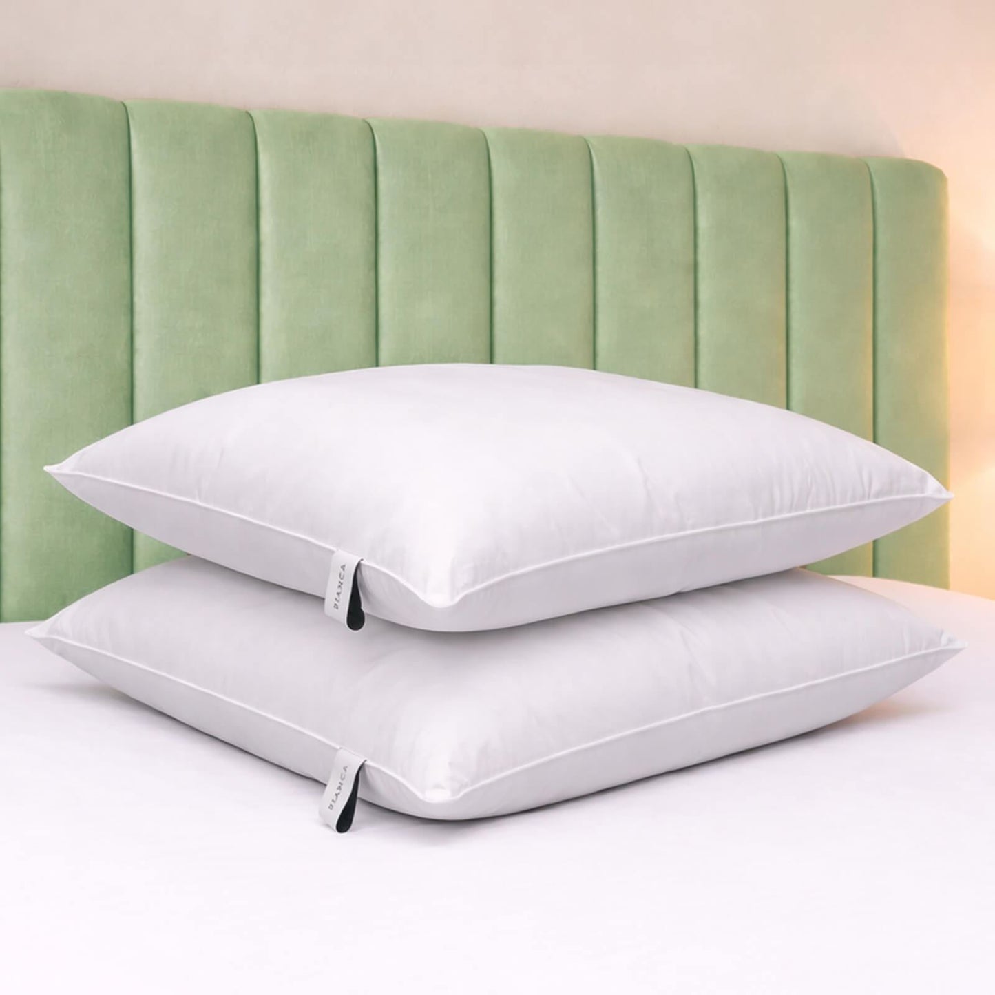 Bianca Fine Linens Anti Allergy Cotton Pillow Pair White