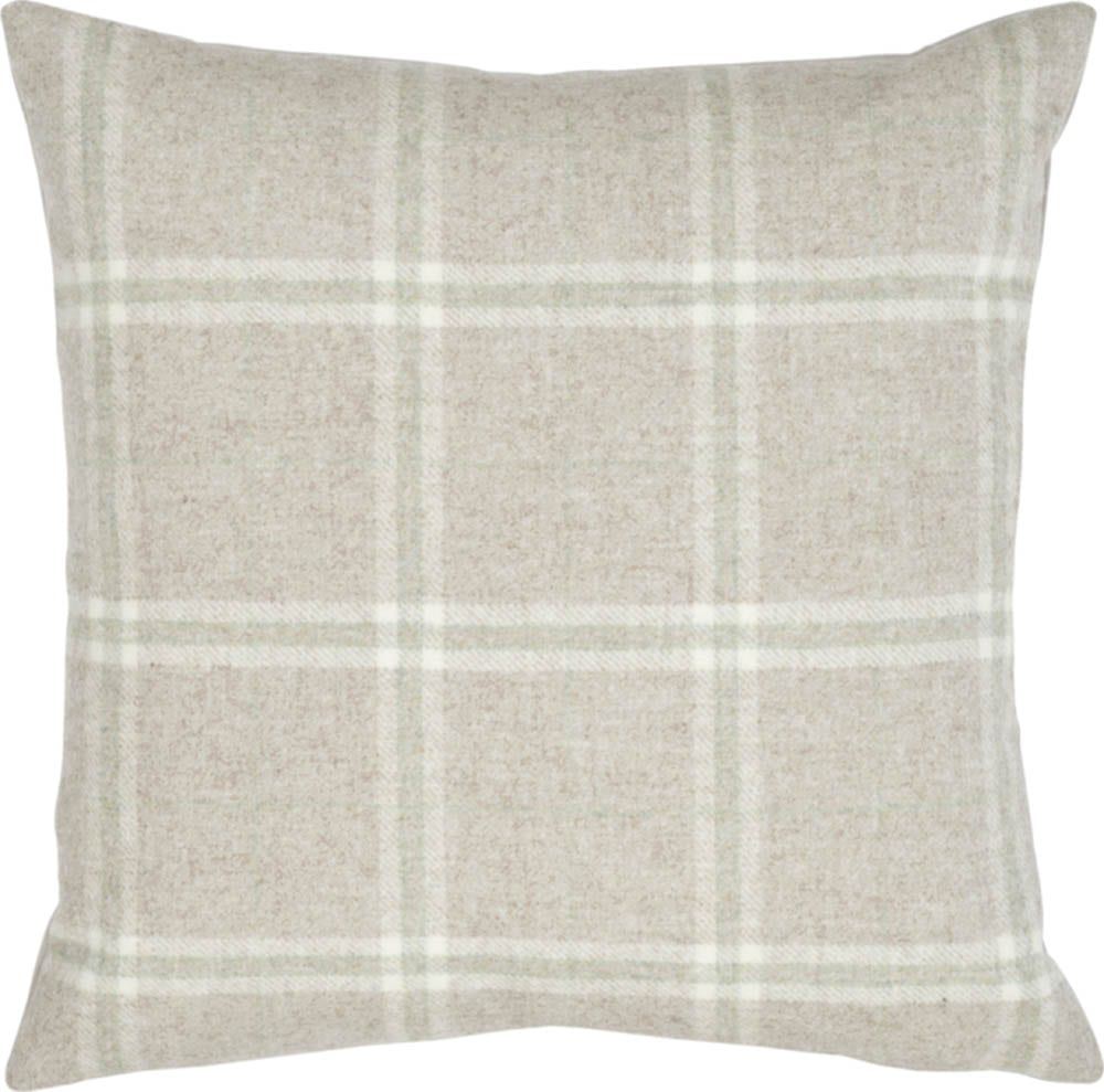 Wool Check Green Filled Cushion