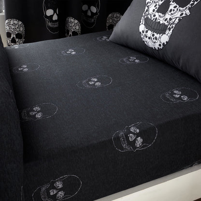 Skulls Grey Fitted Sheet