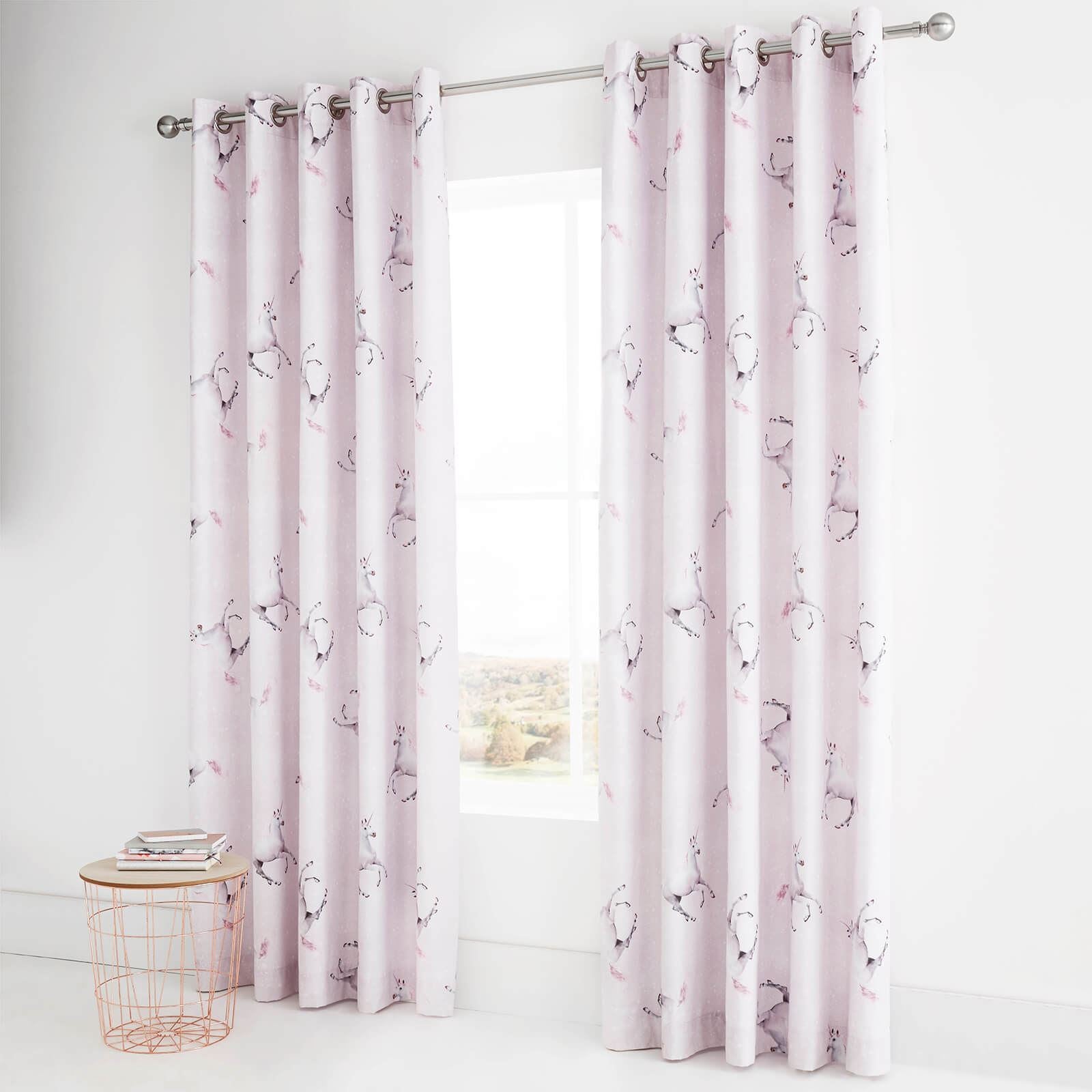 Enchanted Unicorn Pink Eyelet Curtains