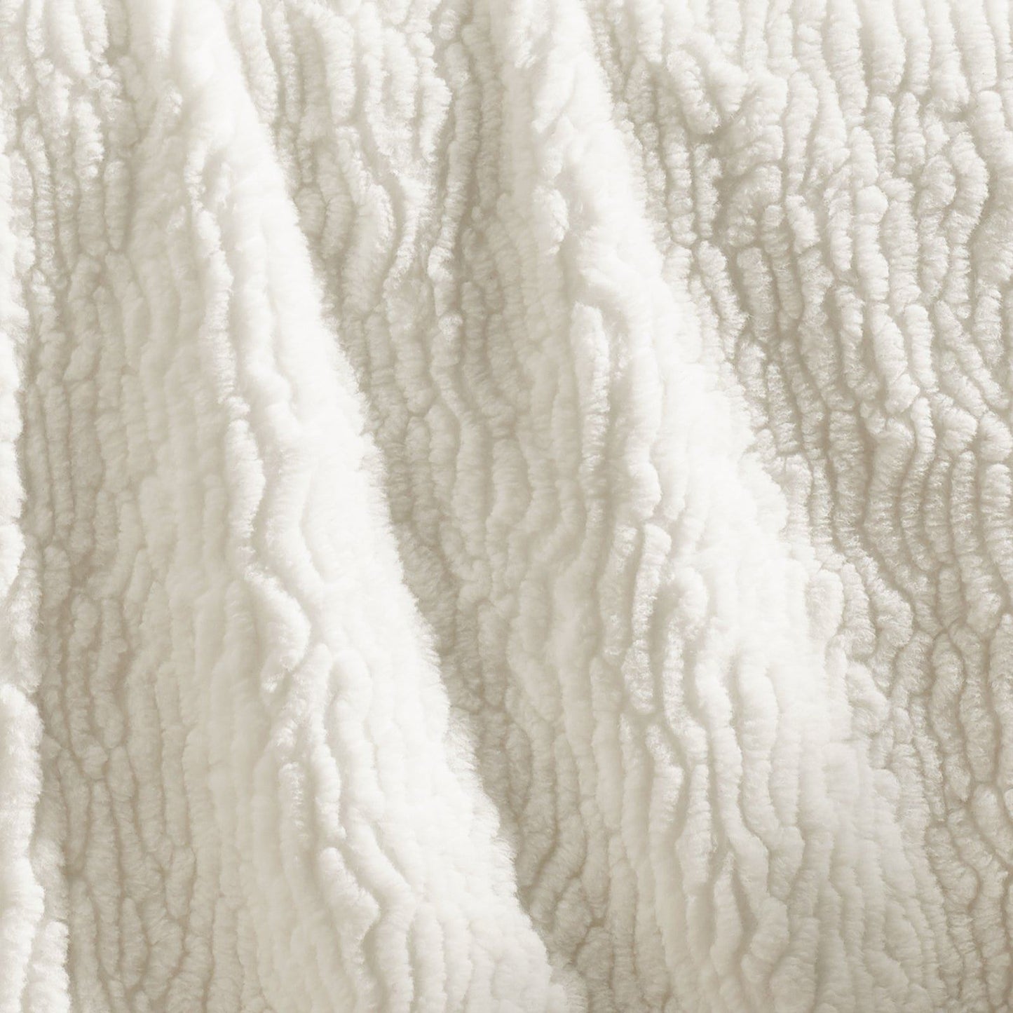 Catherine Lansfield Textured Wave Faux Fur Blanket Throw Cream - 150x200cm