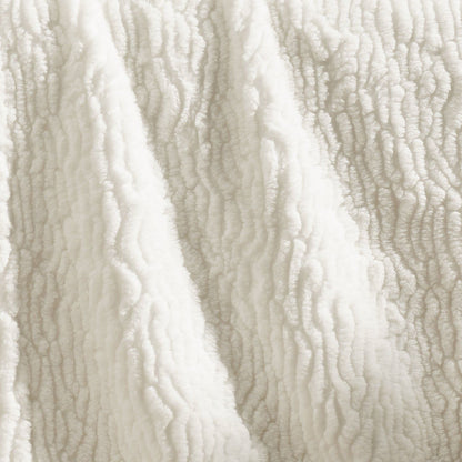 Catherine Lansfield Textured Wave Faux Fur Blanket Throw Cream - 150x200cm