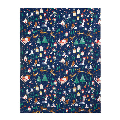 Santa's Christmas Wonderland Navy Table Cloth