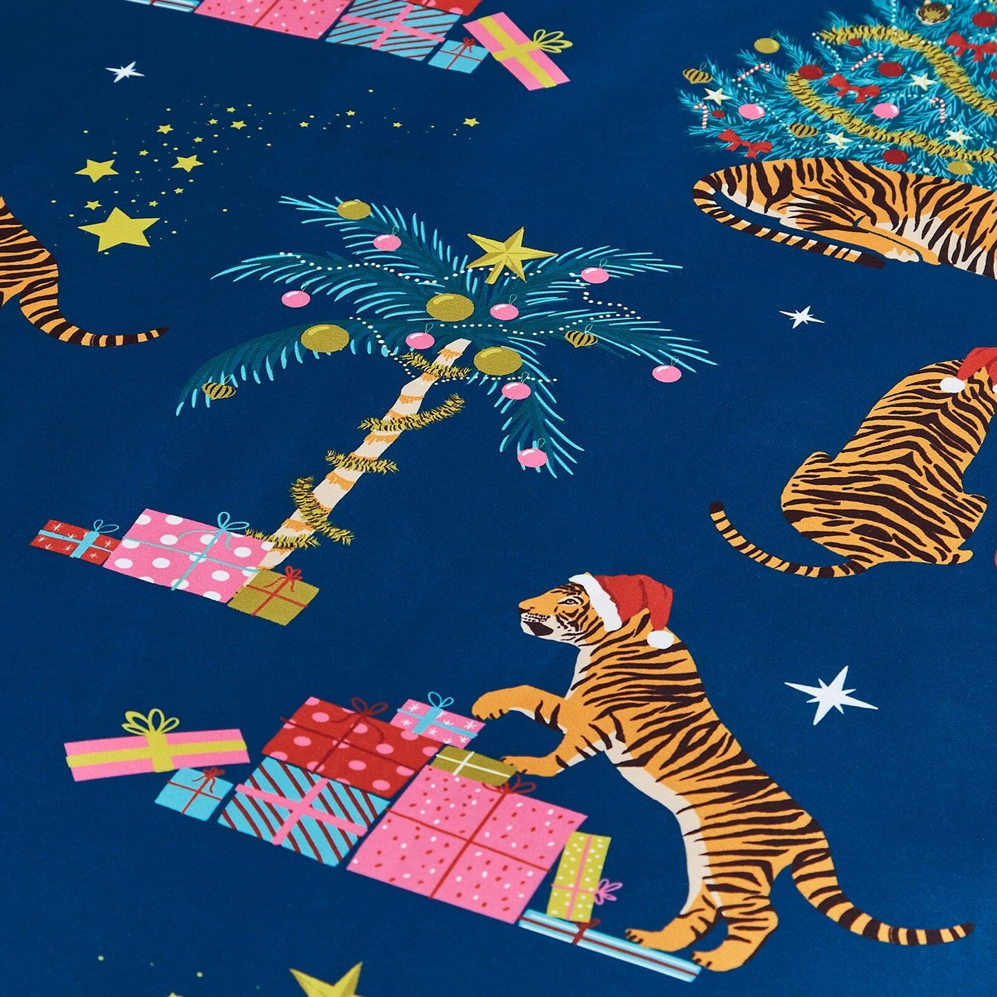 Christmas Tiger Navy Duvet Cover Set