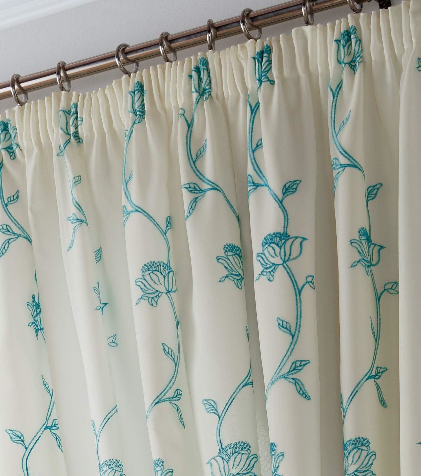 Exeter Teal Pencil Pleat Curtains