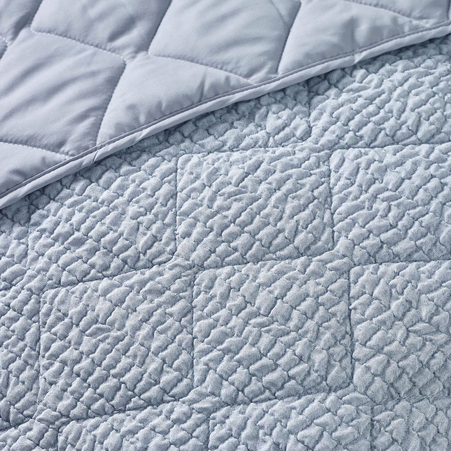 Catherine Lansfield Crinkle Seersucker Texture Bedspread Blue - 220x220cm