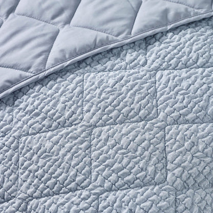 Catherine Lansfield Crinkle Seersucker Texture Bedspread Blue - 220x220cm