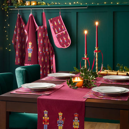 Catherine Lansfield Christmas Nutcracker Cotton Dining Placemat 4 Pack Plum - 30x46cm