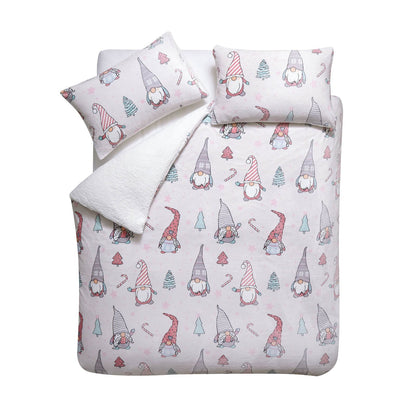 Christmas Festive Gnomes Pink Duvet Cover Set