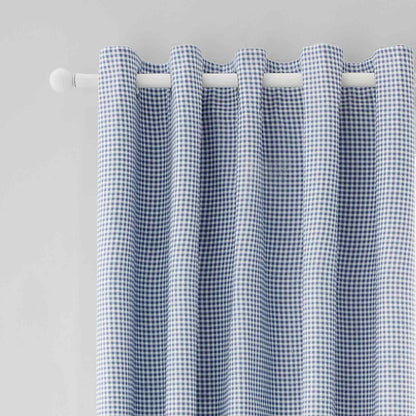 Lucie Floral Frill Blue Curtains Two Panels - 66x90 Inch