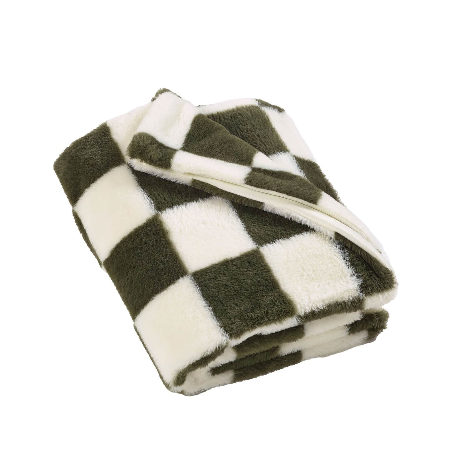 Catherine Lansfield Cosy Soft Checkerboard Fleece Blanket Throw Green - 130x170cm