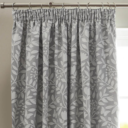 Eleanor Floral Dove Grey Pencil Pleat Curtains