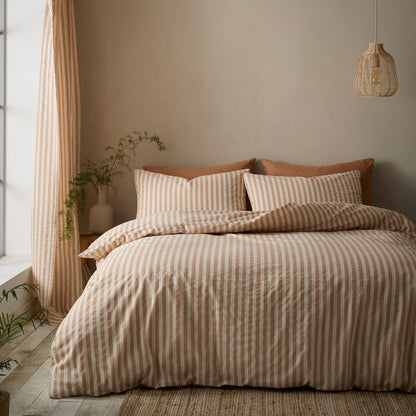 Pineapple Elephant Cotton Rich Woven Stripe Clay Duvet Cover Set