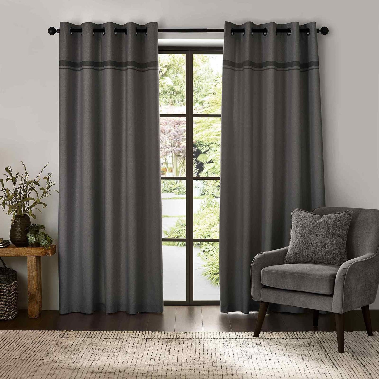 Melville Lined Grey Curtains Two Panels