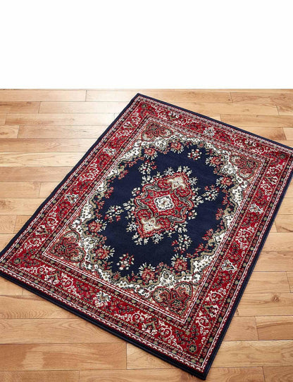 Traditional Poly Lancashire Navy Rugs