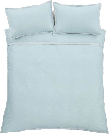 Oslo Textured Trim Duck egg Blue Duvet Cover Set