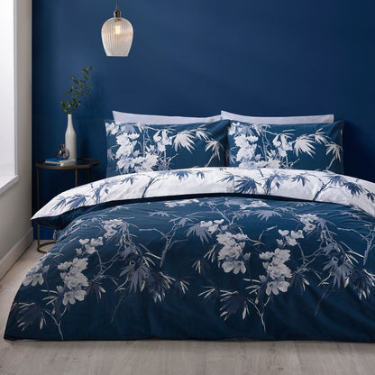 Catherine Lansfield Kyoto Floral Blue Duvet Cover Set