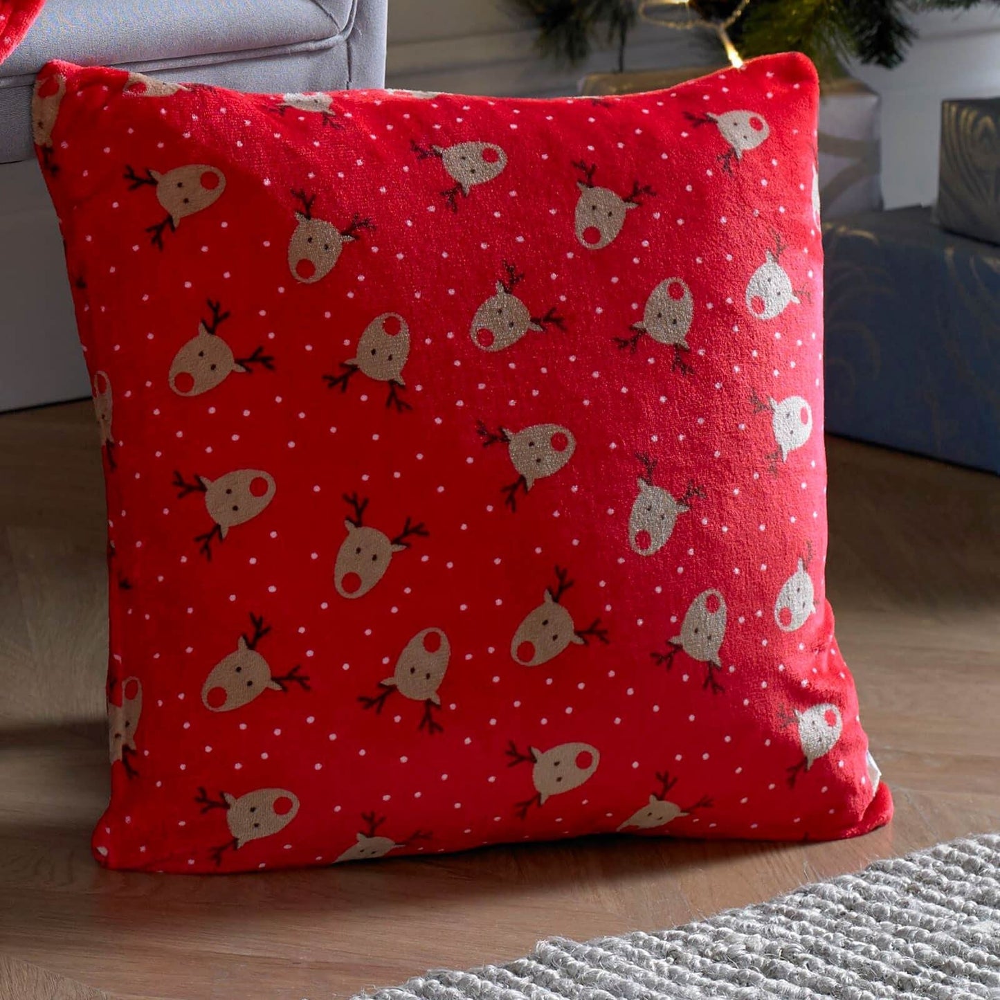 Rudolph Christmas Red Cushion Cover