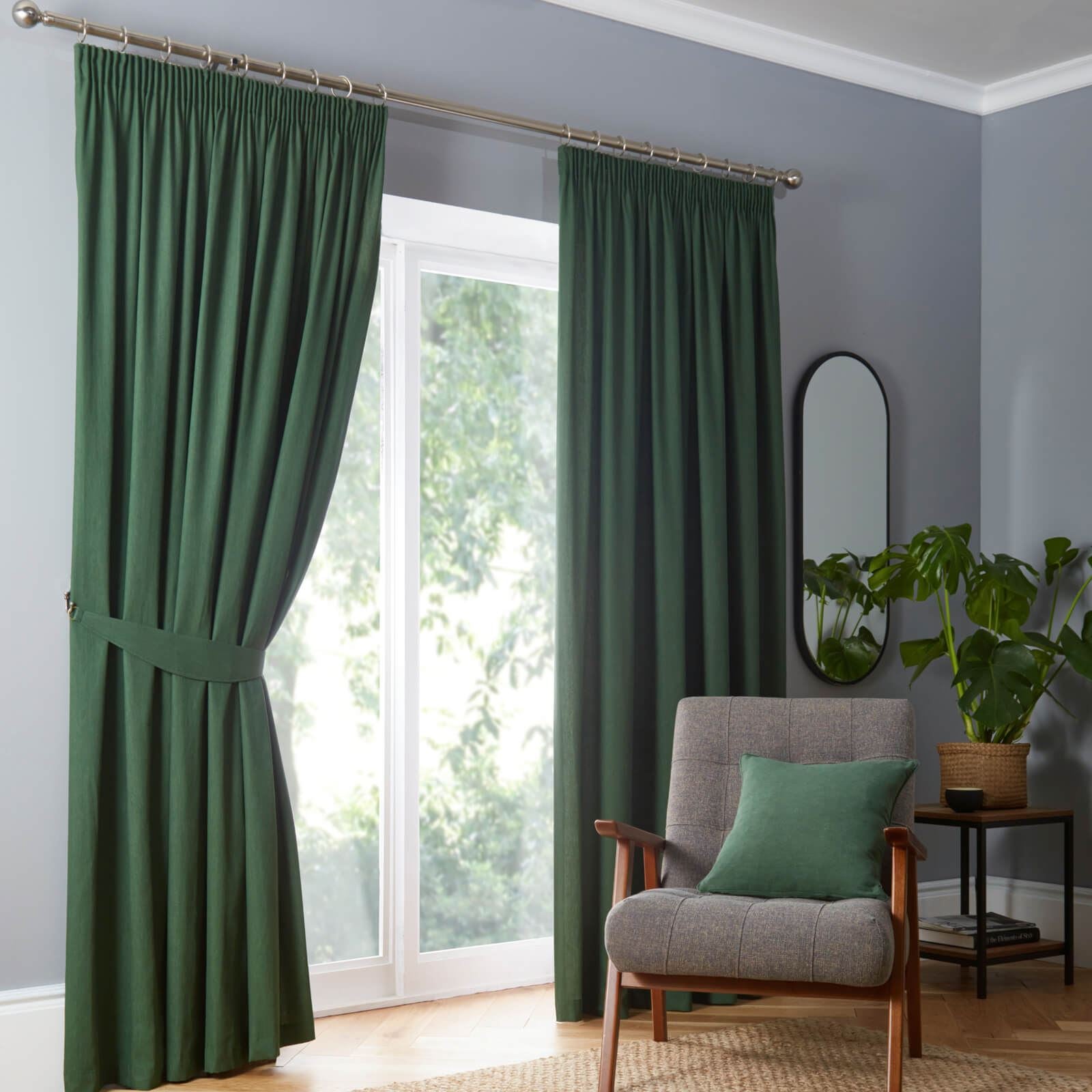 Dijon Green Pencil Pleat Curtains