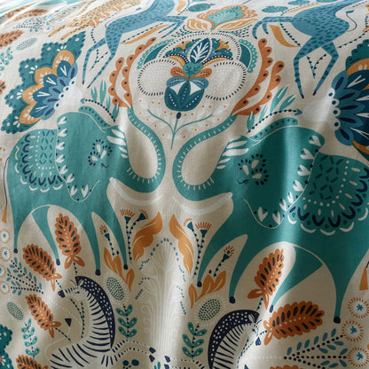 Carnival Animals Teal Duvet Set