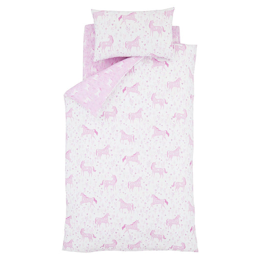 Folk Unicorn Pink Kids Duvet Set