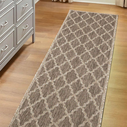 Flatweave Gel Trellis Latte Rug