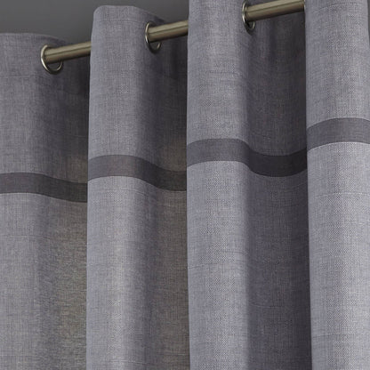 Melville Woven Texture Grey Eyelet Curtains